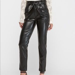 Super High Waisted Vegan Leather Paperbag Waist P.